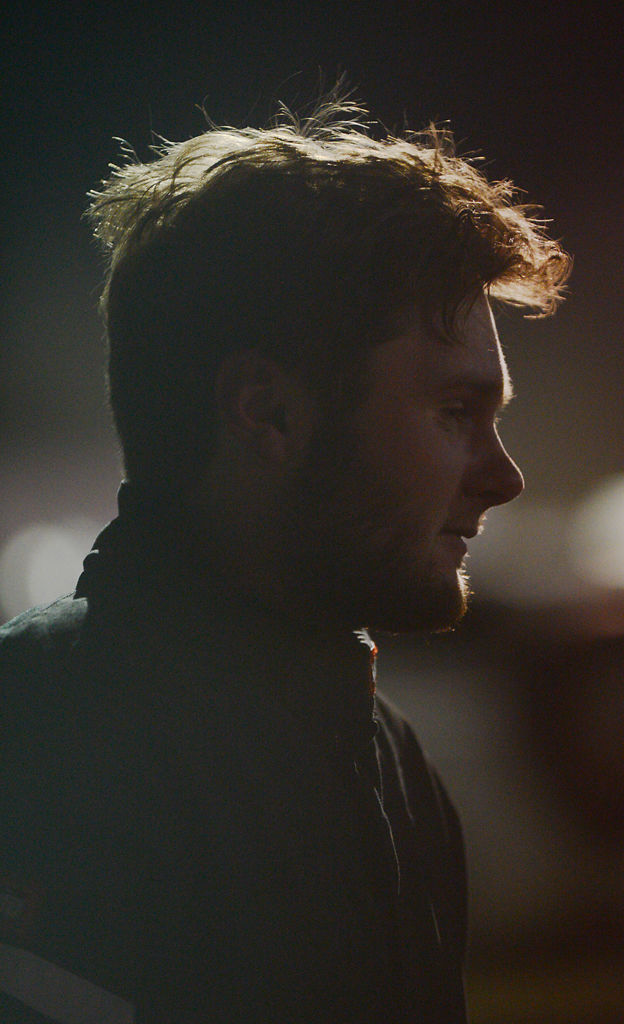 Louie Lovelace waits at his workshop trailer